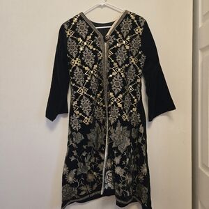 Very Dark Green, Almost Black Velvet Salwar Kameez Suit